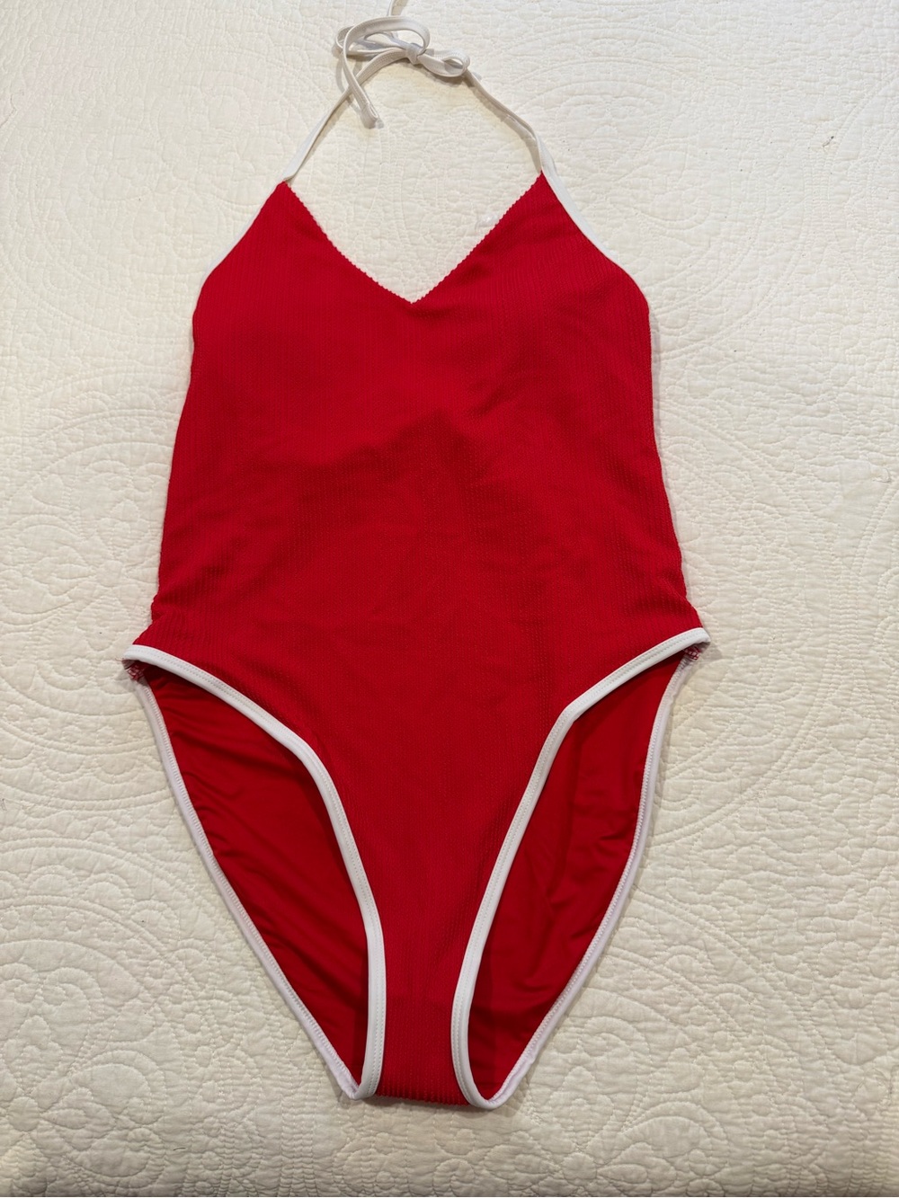 Old Navy Red One-Piece Swimsuit with White Trim